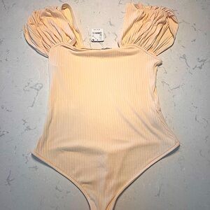 Free People Cream Bodysuit Minimalist Design
